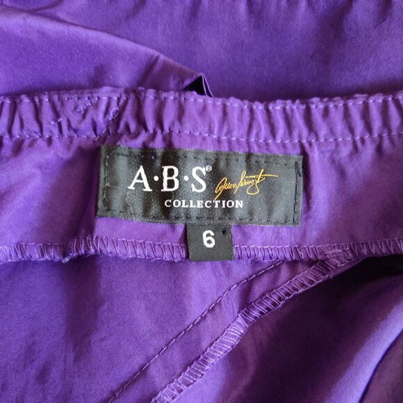 EUC ABS Allen Schwartz Purple One-shoulder Draped Mini Dress 6 Small - Picture 4 of 4